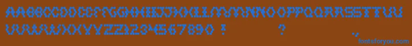 Hexagonal-Schriftart – Blaue Schriften auf braunem Hintergrund
