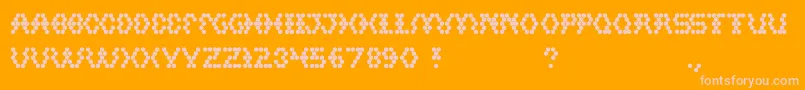 Hexagonal-Schriftart – Rosa Schriften auf orangefarbenem Hintergrund