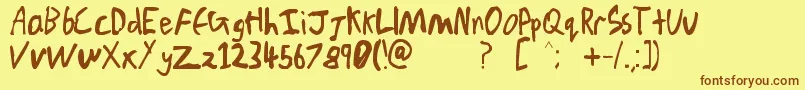 Chicken Scratch V1 Font – Brown Fonts on Yellow Background