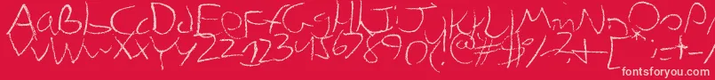 Chicken-Schriftart – Rosa Schriften auf rotem Hintergrund