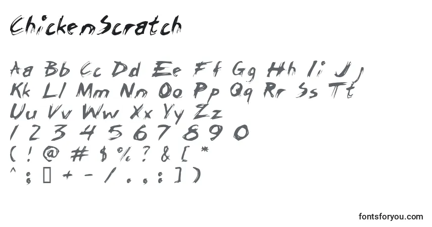 Czcionka ChickenScratch (123304) – alfabet, cyfry, specjalne znaki