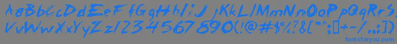 フォントChickenScratch – 灰色の背景に青い文字