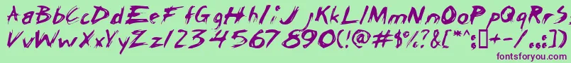 ChickenScratch-Schriftart – Violette Schriften auf grünem Hintergrund