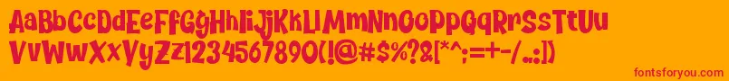 Chickybom-Schriftart – Rote Schriften auf orangefarbenem Hintergrund