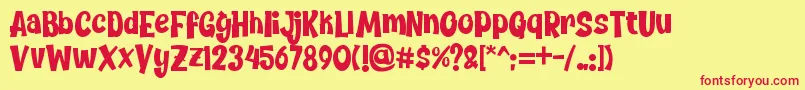 Chickybom Font – Red Fonts on Yellow Background