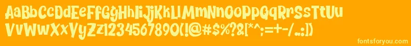 Chickybom-Schriftart – Gelbe Schriften auf orangefarbenem Hintergrund