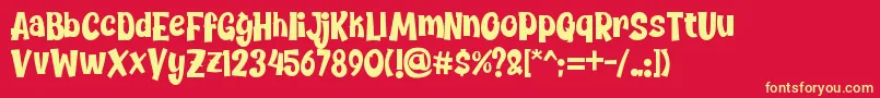 Chickybom Font – Yellow Fonts on Red Background