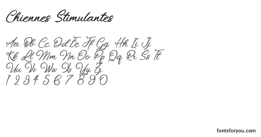 Schriftart Chiennes Stimulantes – Alphabet, Zahlen, spezielle Symbole