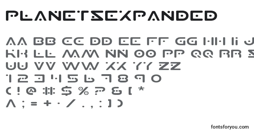 PlanetSExpanded Font – alphabet, numbers, special characters