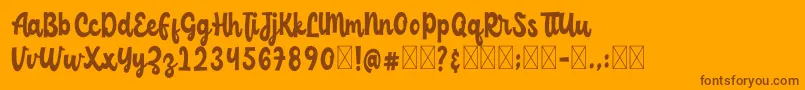 ChildishFree-Schriftart – Braune Schriften auf orangefarbenem Hintergrund