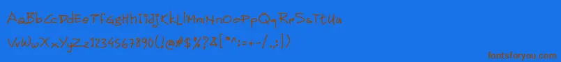 Children Handwritten Font – Brown Fonts on Blue Background