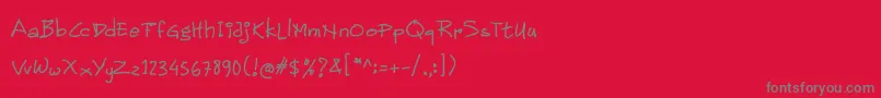 フォントChildren Handwritten – 赤い背景に灰色の文字