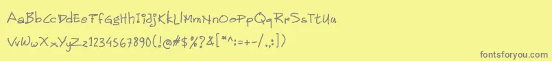 Children Handwritten Font – Gray Fonts on Yellow Background