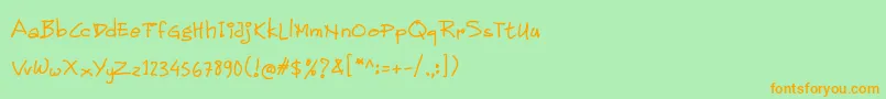 Children Handwritten Font – Orange Fonts on Green Background