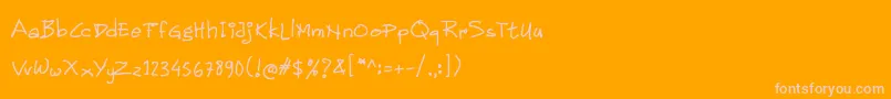 Children Handwritten-Schriftart – Rosa Schriften auf orangefarbenem Hintergrund
