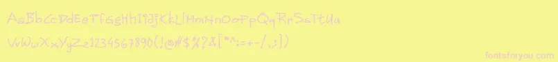 Children Handwritten Font – Pink Fonts on Yellow Background