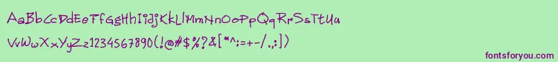 Children Handwritten Font – Purple Fonts on Green Background