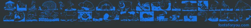 ChildrenAnimalsFriends Font – Blue Fonts on Black Background