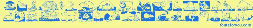 ChildrenAnimalsFriends Font – Blue Fonts on Yellow Background