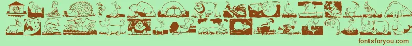 ChildrenAnimalsFriends Font – Brown Fonts on Green Background