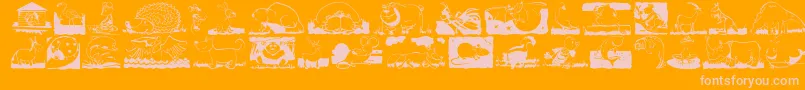 ChildrenAnimalsFriends-Schriftart – Rosa Schriften auf orangefarbenem Hintergrund