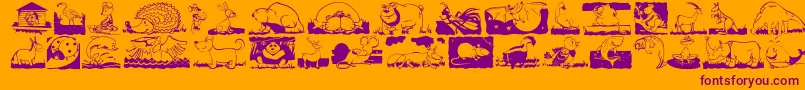 ChildrenAnimalsFriends Font – Purple Fonts on Orange Background