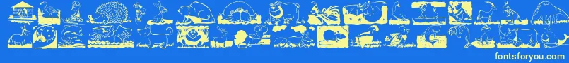 ChildrenAnimalsFriends Font – Yellow Fonts on Blue Background