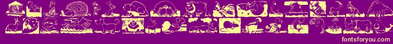 ChildrenAnimalsFriends Font – Yellow Fonts on Purple Background