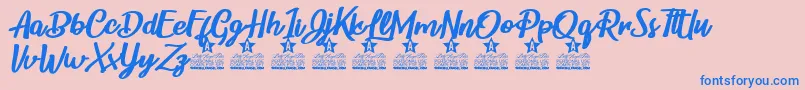 Fonte Childrens Party Personal Use – fontes azuis em um fundo rosa