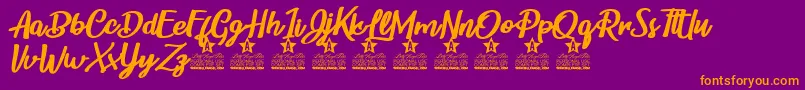 Fonte Childrens Party Personal Use – fontes laranjas em um fundo violeta