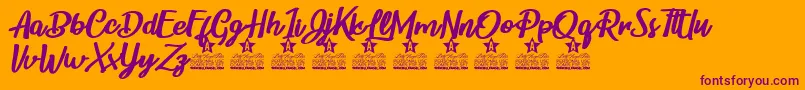 Childrens Party Personal Use Font – Purple Fonts on Orange Background