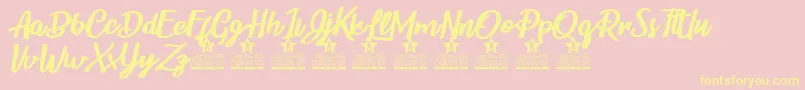 Childrens Party Personal Use-Schriftart – Gelbe Schriften auf rosa Hintergrund