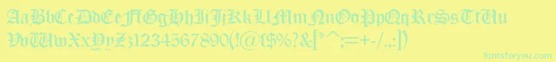 OldLondonDb-Schriftart – Grüne Schriften auf gelbem Hintergrund