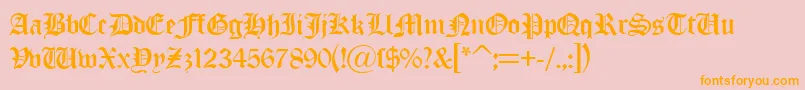 OldLondonDb-Schriftart – Orangefarbene Schriften auf rosa Hintergrund