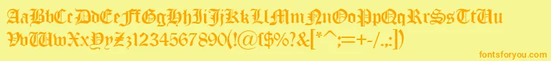 OldLondonDb-Schriftart – Orangefarbene Schriften auf gelbem Hintergrund