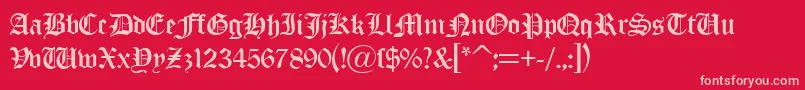 OldLondonDb-Schriftart – Rosa Schriften auf rotem Hintergrund
