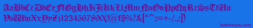 OldLondonDb-Schriftart – Violette Schriften auf blauem Hintergrund