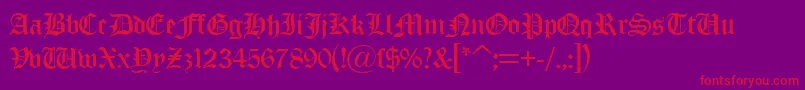 OldLondonDb-Schriftart – Rote Schriften auf violettem Hintergrund