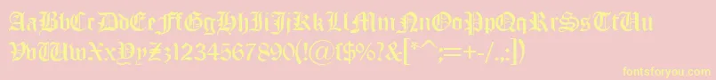 OldLondonDb-Schriftart – Gelbe Schriften auf rosa Hintergrund