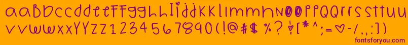 ChildsWish-Schriftart – Violette Schriften auf orangefarbenem Hintergrund
