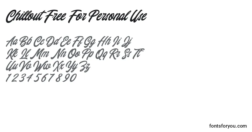Schriftart Chillout Free For Personal Use – Alphabet, Zahlen, spezielle Symbole