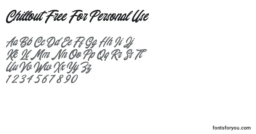 Schriftart Chillout Free For Personal Use (123326) – Alphabet, Zahlen, spezielle Symbole