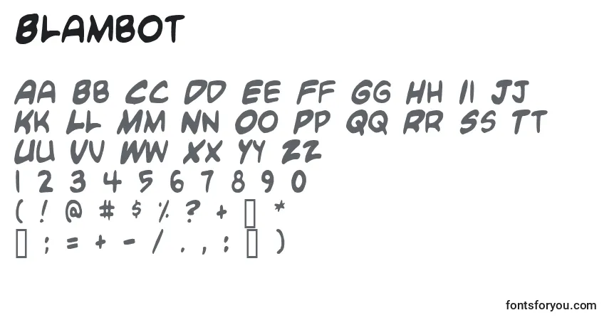 Czcionka Blambot – alfabet, cyfry, specjalne znaki