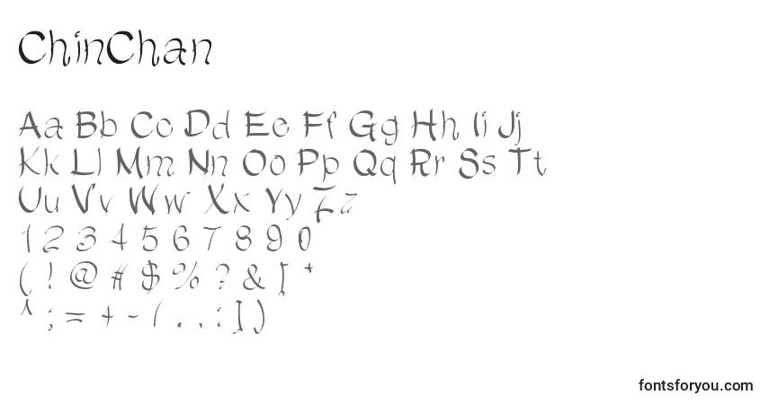 A fonte ChinChan (123332) – alfabeto, números, caracteres especiais