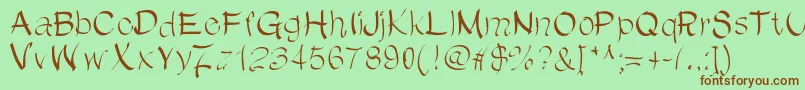 フォントChinChan – 緑の背景に茶色のフォント