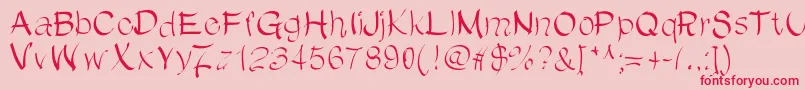 ChinChan-Schriftart – Rote Schriften auf rosa Hintergrund