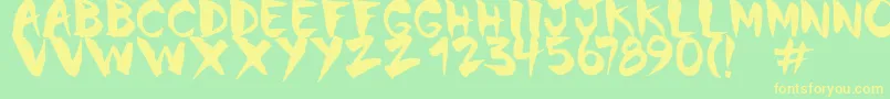 Chinela Brush-Schriftart – Gelbe Schriften auf grünem Hintergrund