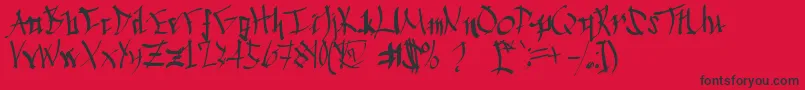 フォントChinese Calligraphy – 赤い背景に黒い文字