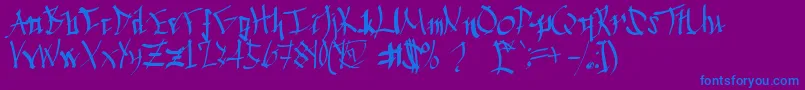 Шрифт Chinese Calligraphy – синие шрифты на фиолетовом фоне