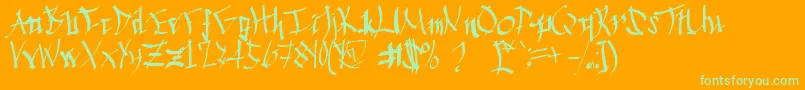 Chinese Calligraphy Font – Green Fonts on Orange Background